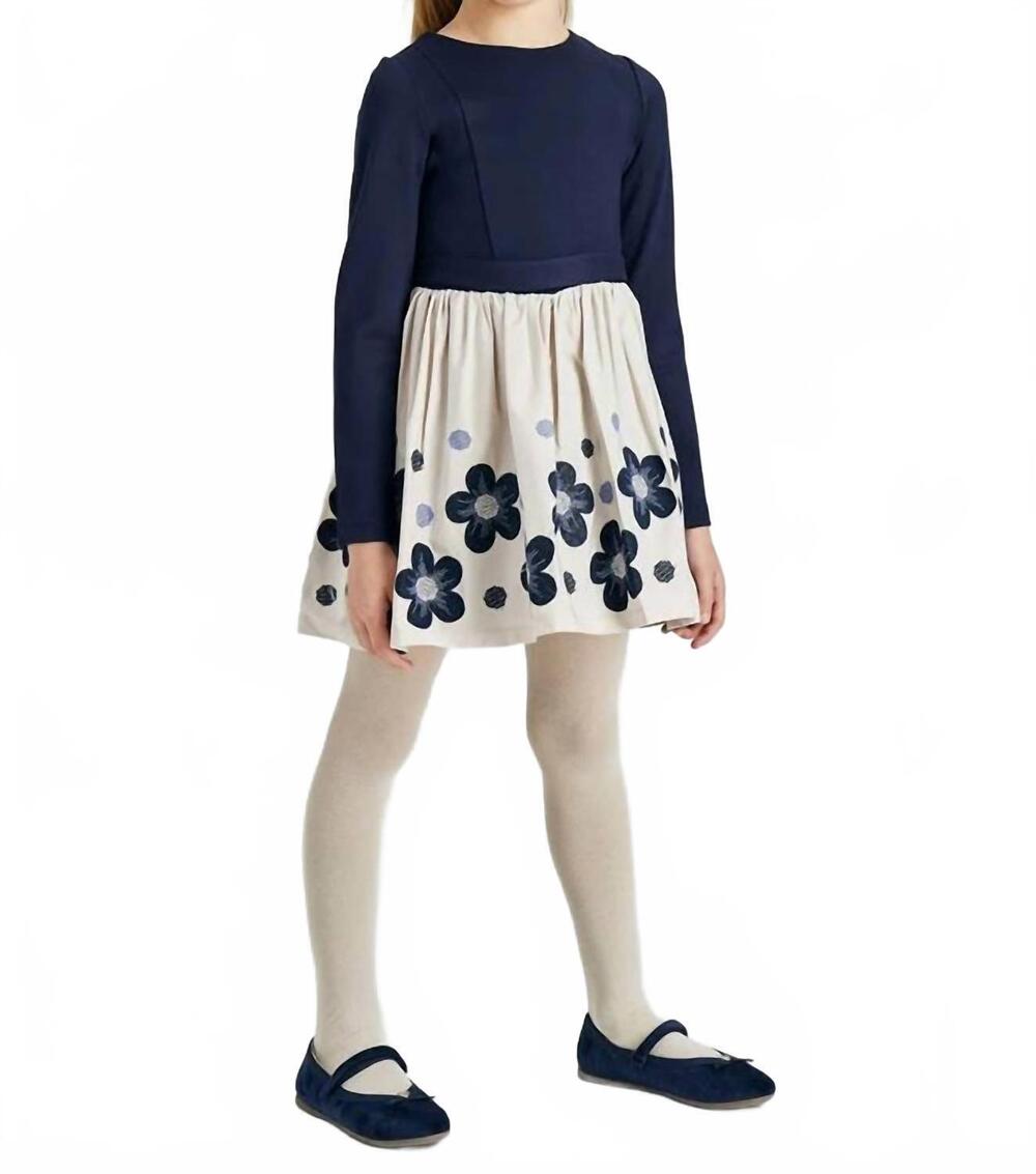 NEW MAYORAL girls embroidered flowers dress in navy